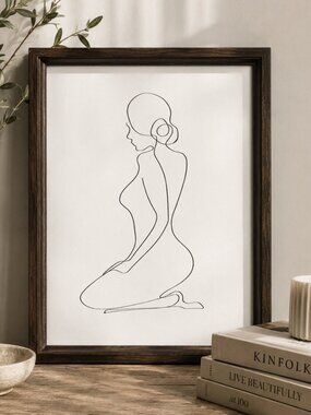 NWT Nude Line Art Female Silhouette Outlined Drawing